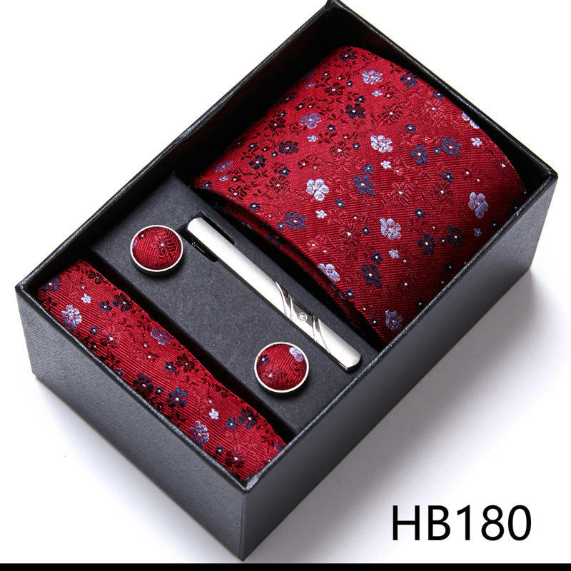 Flag Village Men's Business Formal Tie Six-piece Set Gift Box