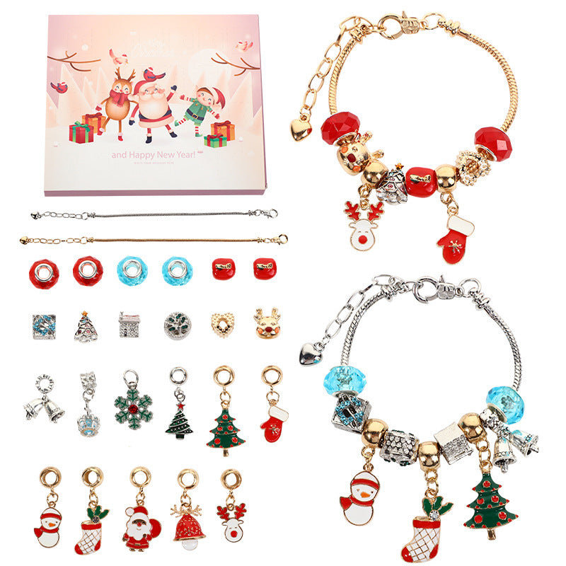 Flag Village Christmas Bracelet Beads Gift Box Jewelry Set
