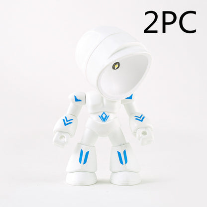 Flag Village Cute LED Hero Table Lamp Mini Portable Cool Mecha Cute Robot Night Light Bedroom Home Decoration Kids Boys Gifts
