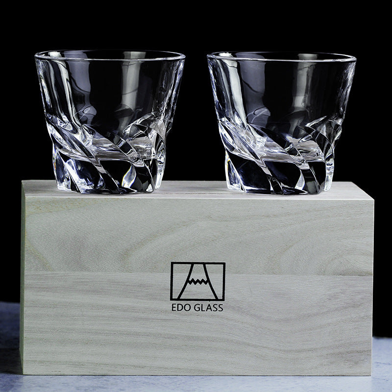 Flag Village Wine Pair Cup Set Couples Original Wooden Box Gift