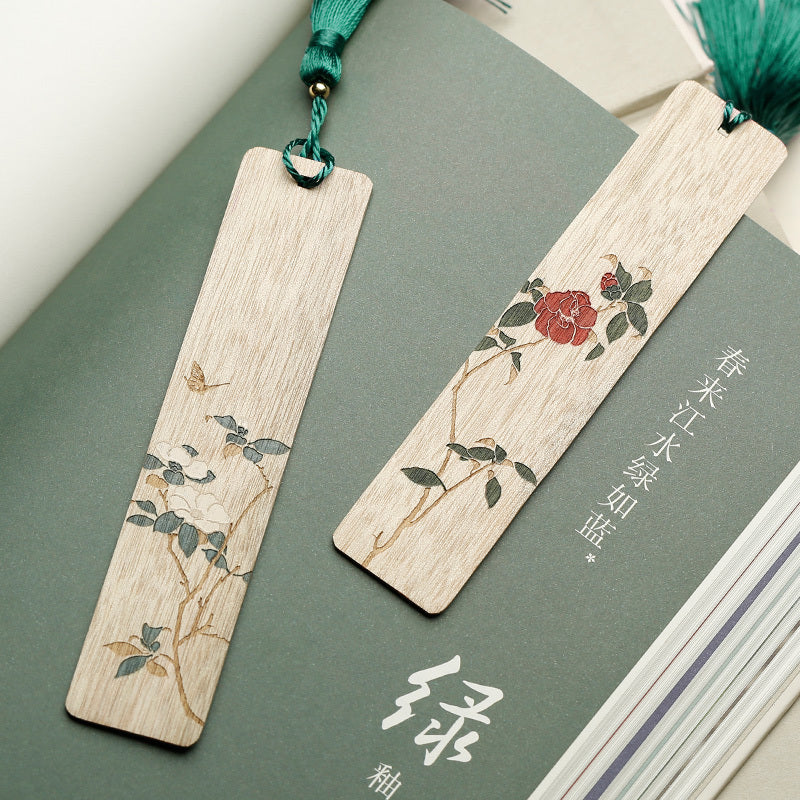 Flag Village Classical Chinese Style Creative Girl Mahogany Bookmark Set Gift Box