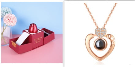 Flag Village Hot Valentine's Day Gifts Metal Rose Jewelry Gift Box Necklace For Wedding Girlfriend Necklace Gifts