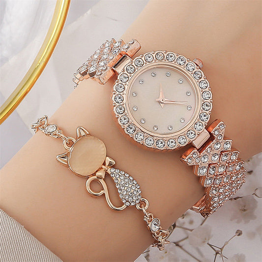 Flag Village Round Diamond Bracelet Watch Luxury Fashion Gift Box