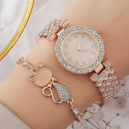 Flag Village Round Diamond Bracelet Watch Luxury Fashion Gift Box
