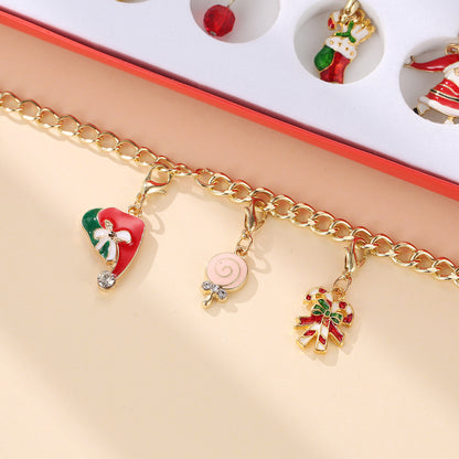 Flag Village New Christmas Ornaments Children's Gift Box Countdown Calendar Gift Box Advent Golden Bracelet Necklace Blind Box Set