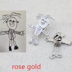 Flag Village Custom Kids Drawing Painting Necklace Stainless Stee Personalized Children Artwork Pendant For Kids Mom Family Jewelry Gifts