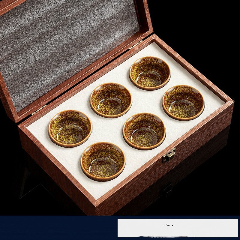 Flag Village High-grade Ceramic Small Tea Bowl Tasting Cups Tealight Gift Box Set