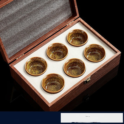 Flag Village High-grade Ceramic Small Tea Bowl Tasting Cups Tealight Gift Box Set