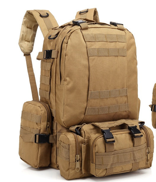 Flag Village Men's Travel Backpack Oxford Cloth Outdoors Backpack Army Camouflage Tactics Double Shoulder Bag Mountaineering Large Combination Backpack