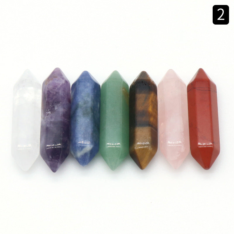 Flag Village Hexagonal Column Double Pointed Irregular 7 Yoga Stones Set Gift Box