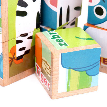 Flag Village High-grade Six-face Picture Wooden Jigsaw 3D Puzzle Toys Children's Early Educational Toy Cube Jigsaw Puzzle Baby Kids Gifts