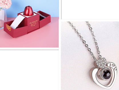 Flag Village Hot Valentine's Day Gifts Metal Rose Jewelry Gift Box Necklace For Wedding Girlfriend Necklace Gifts