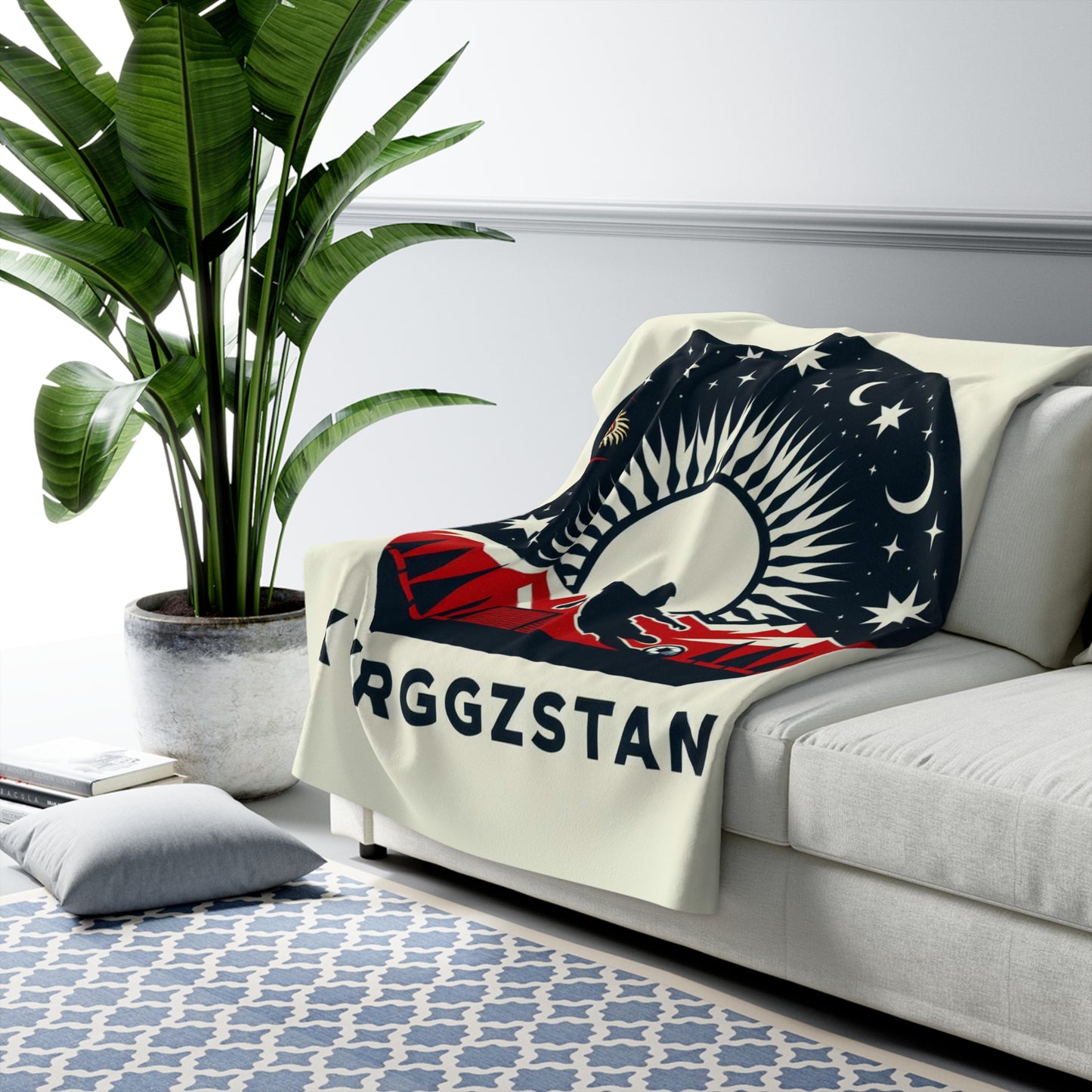 Flag Village Kyrgyzstan Sporting Flag Sherpa Fleece Blanket KGZ0008