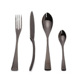 Flag Village 4PCS Set Black Stainless Steel Cutlery Korean Dinnerware Set Gifts Mirror Polishing Silverware Sets Scoop Knife and Fork Sets
