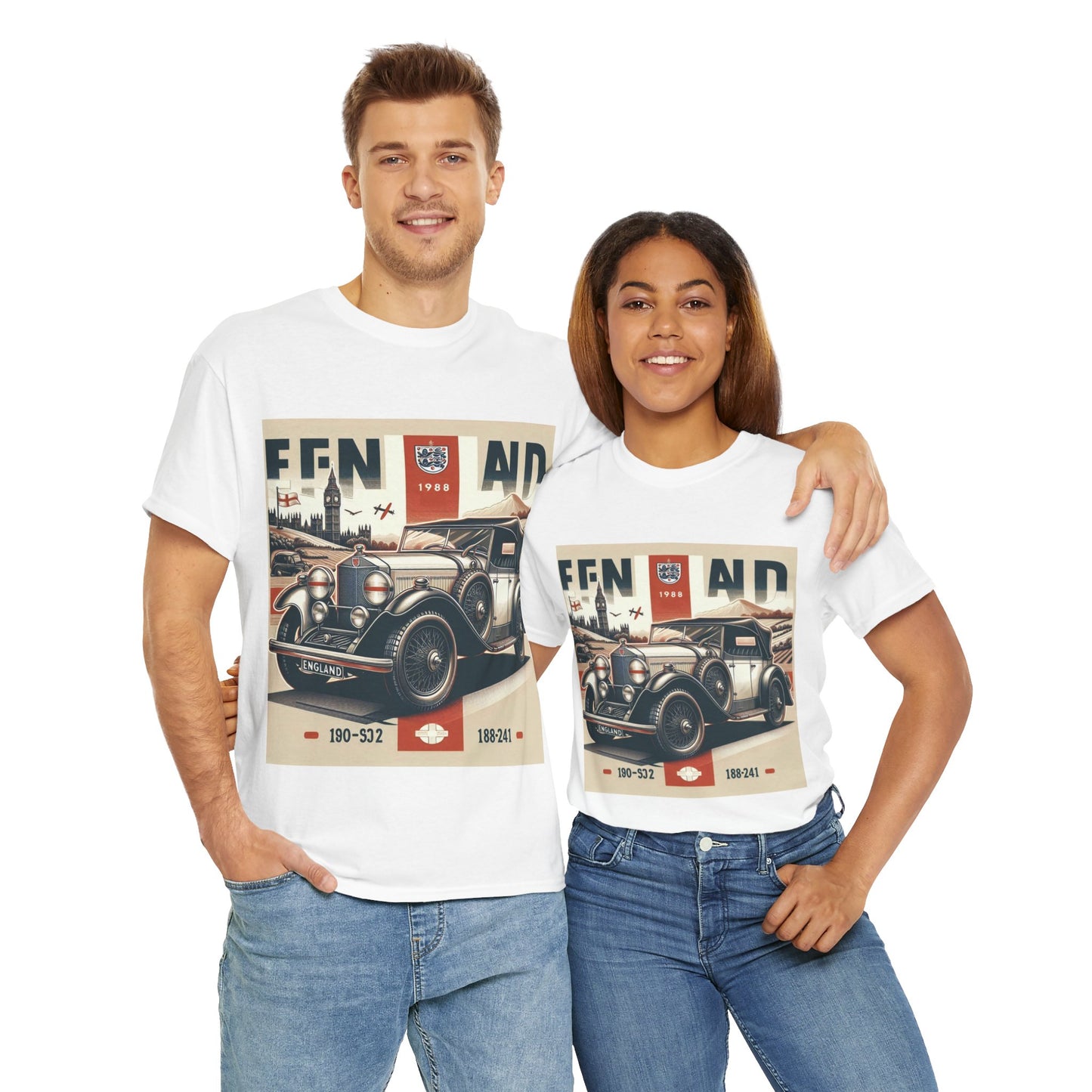 Flag Village UK Vintage Car Flag T-SHIRT Heavy Cotton Tee UK0021