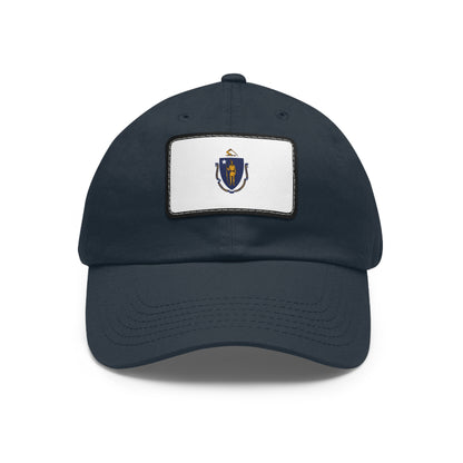 Flag Village USA Massachusetts State Flag Hat Cap with Leather Patch