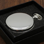 Flag Village retro black fashion silver smooth steampunk quartz pocket watch stainless steel chain necklace 30 cm for men for women with gift box
