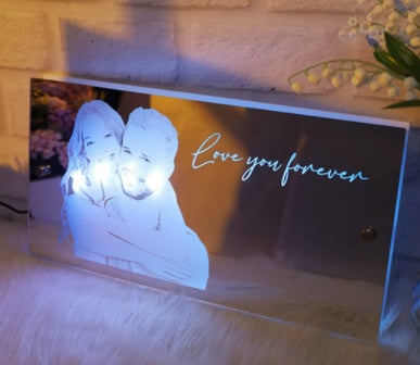 Flag Village Personalized Name Mirror Light For Bedroom LED Light Up Mirror For Wall Custom Photo Christmas Valentine's Day Wedding Gifts