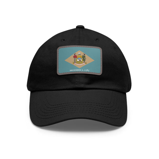 Flag Village USA Delaware State Flag Hat Cap with Leather Patch