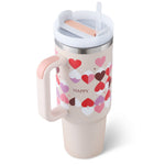 Flag Village 40 Oz Tumbler With Handle Straw Insulated, Stainless Steel Spill Proof Vacuum Coffee Cup Tumbler With Lid Tapered Mug Gifts For Valentine Lover Suitable For Car Gym Office Travel