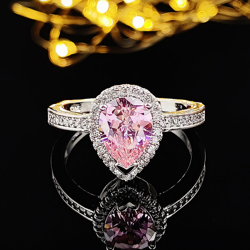 Flag Village Fashion Jewelry Luxury Multicolor Charm Cubic Zirconia Wedding Rings For Women T Shape Stone Party Jewelry Gifts