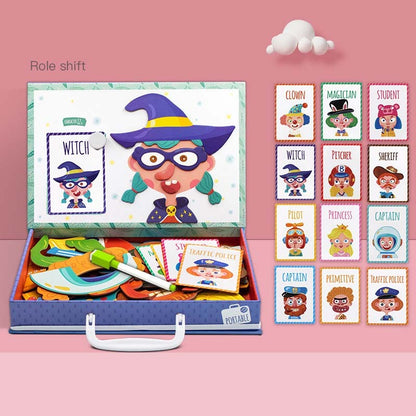Flag Village Montessori Magnetic Fun Puzzle Children's Wooden Puzzle Box Game Cartoon Educational Painting Toys For Children Gift Antistress