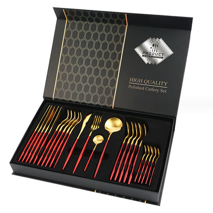 Flag Village Gift Box Stainless Steel Tableware 24-piece Set
