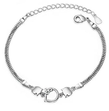 Flag Village Lovely Cat Head Trendy Silver Color Charm Box Chain Bracelets & Bangles For Women Fashion Jewelry gift