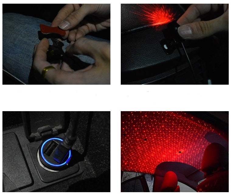 Flag Village Auto Tools Car star ceiling lights modified car roof full star USB car interior atmosphere lights car music sound control decorative lights