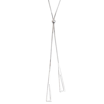 Flag Village Sterling Silver Geometric Triangle Necklace for Women Adjustable Clavicle Chain Necklace Jewelry Gifts