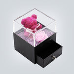 Flag Village Teddy Bear Preserved Flower Jewelry Box Gift