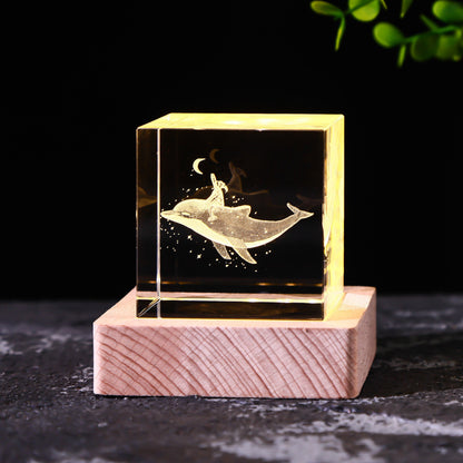 Flag Village Moon Solar System Galaxy Crystal Cube Decoration Gifts