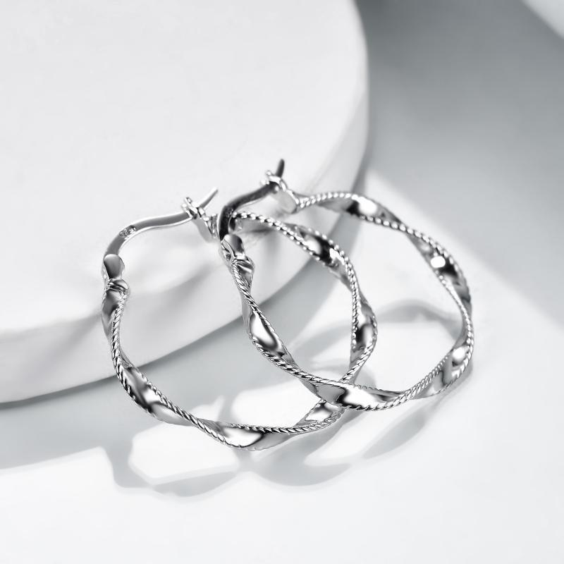 Flag Village Circle Endless Hoop Earrings Twist Jewelry Gifts 30MM Hypoallergenic