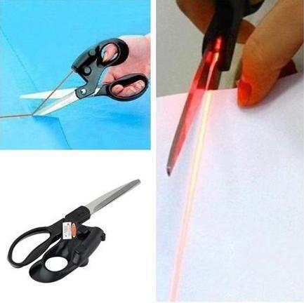 Flag Village Professional Laser Guided Scissors For Home Crafts Wrapping Gifts Fabric Sewing Cut Straight Fast Scissor Shear