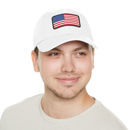 Flag Village United States Flag Hat Cap with Leather Patch