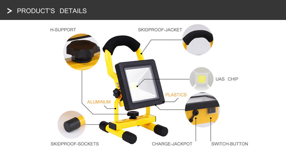 Flag Village Ultrathin rechargeable led flood light 10W waterproof IP65 portable Spotlight Outdoor Floodlight lamp camping light