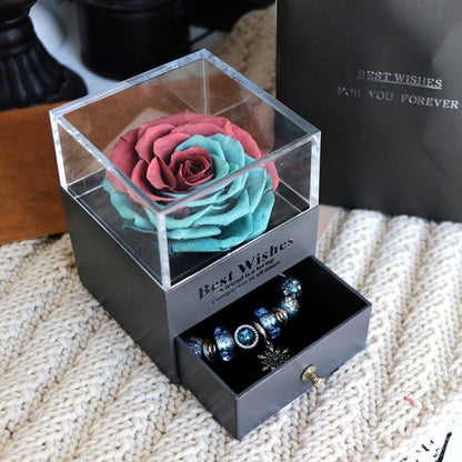 Flag Village Eternal Flower Rose Jewelry Box for Birthday Presents Valentines Day Wedding Gift