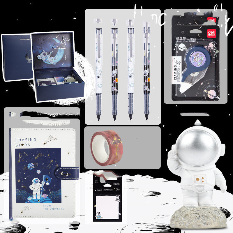 Flag Village Universe Galaxy Exploration Stationery Set Gift Box Spree Birthday Gift Astronaut Notebook Creative Hand Ledger