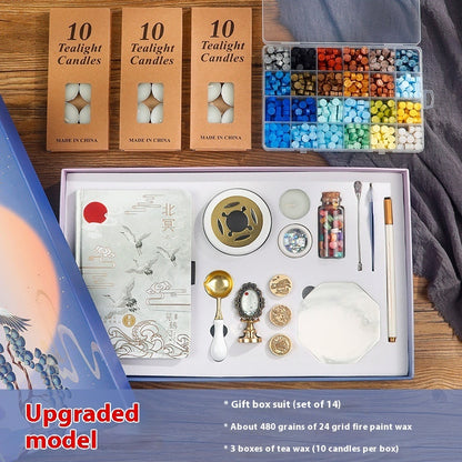 Flag Village Powerful Manufacturers DIY Retro Sealing Wax Seal Set Tool Outfit Antique Fire Paint Seal Gift Box Creative Gift