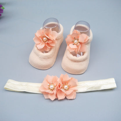 Flag Village New Baby Girl Socks Headband Gift Box