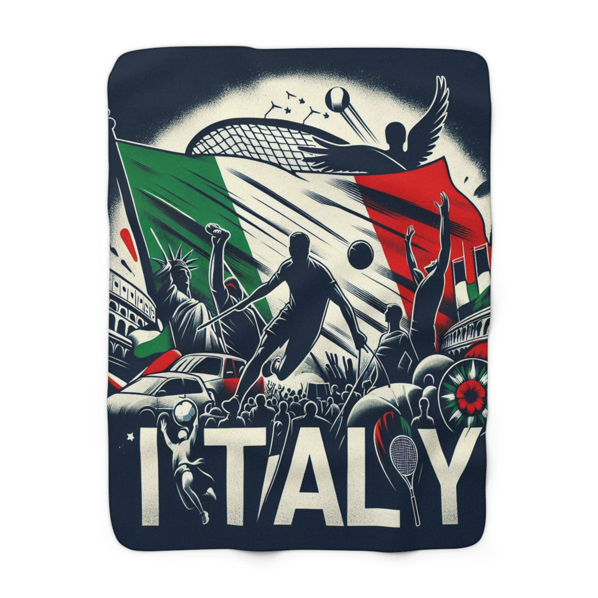 Flag Village Italy Sporting Fleece Blanket 50" × 60"