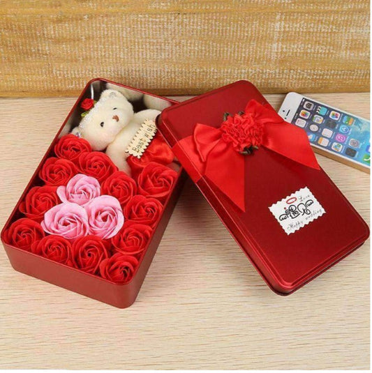 Flag Village Soap Flower Rose Soap Flower Flower Gift Box Valentine's Day Gift for Girlfriend Extra Large Square