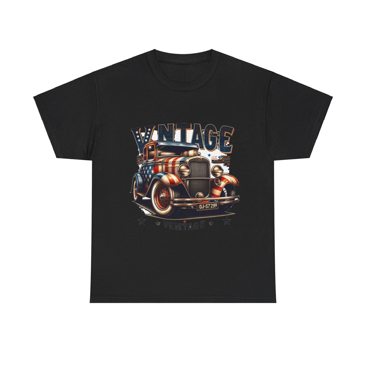 Flag Village USA Vintage Car Flag T-SHIRT Heavy Cotton Tee USA0010