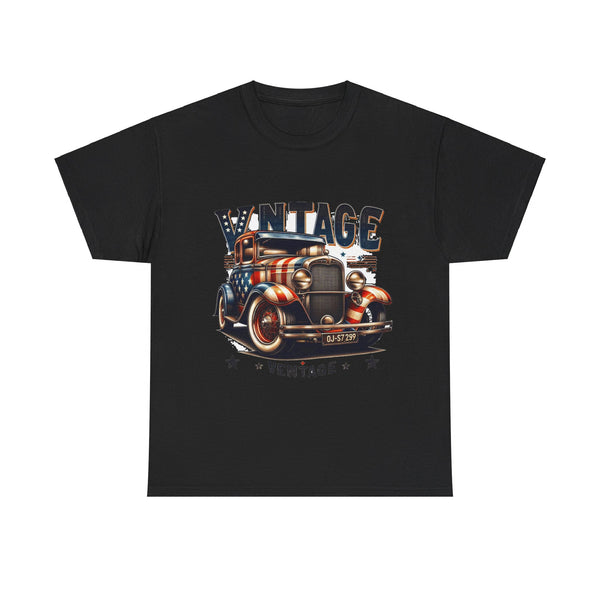 Flag Village USA Vintage Car Flag T-SHIRT Heavy Cotton Tee USA0010