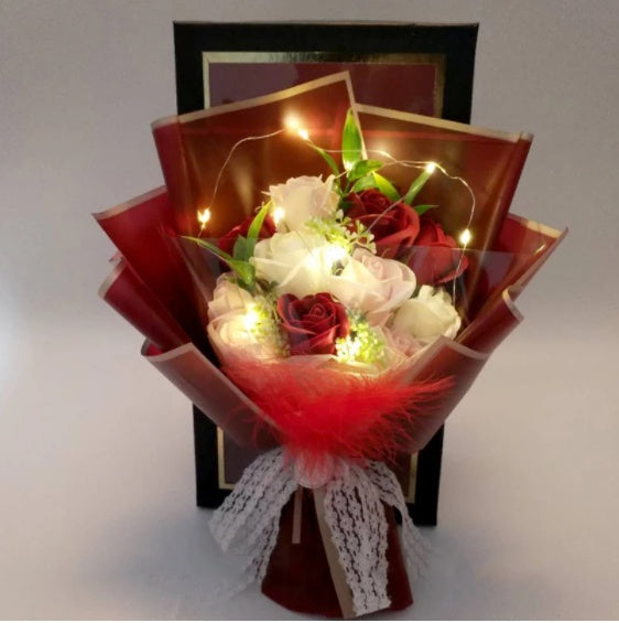 Flag Village Artificial Soap Rose Bouquet Fake Flower Gift Box Tanabata Valentine's Day Gift