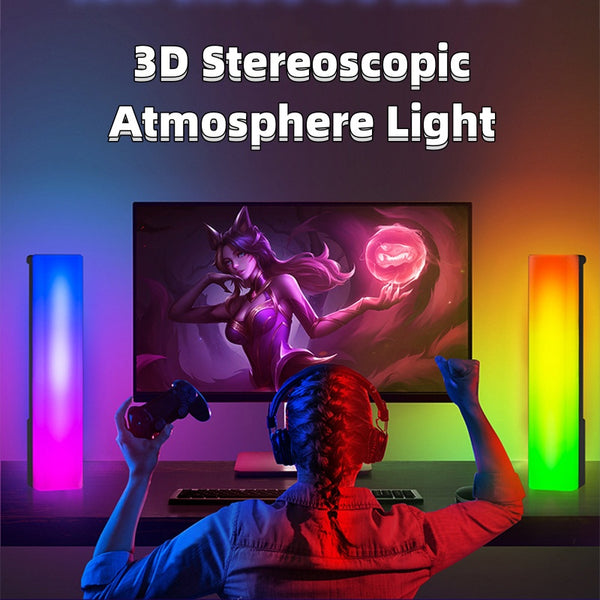 Flag Village 3D RGB Light Pick-up Table Top Ambiance Lamp Colorful Music Voice-activated Rhythm Light Home Decor For PC Game For Holiday Gifts