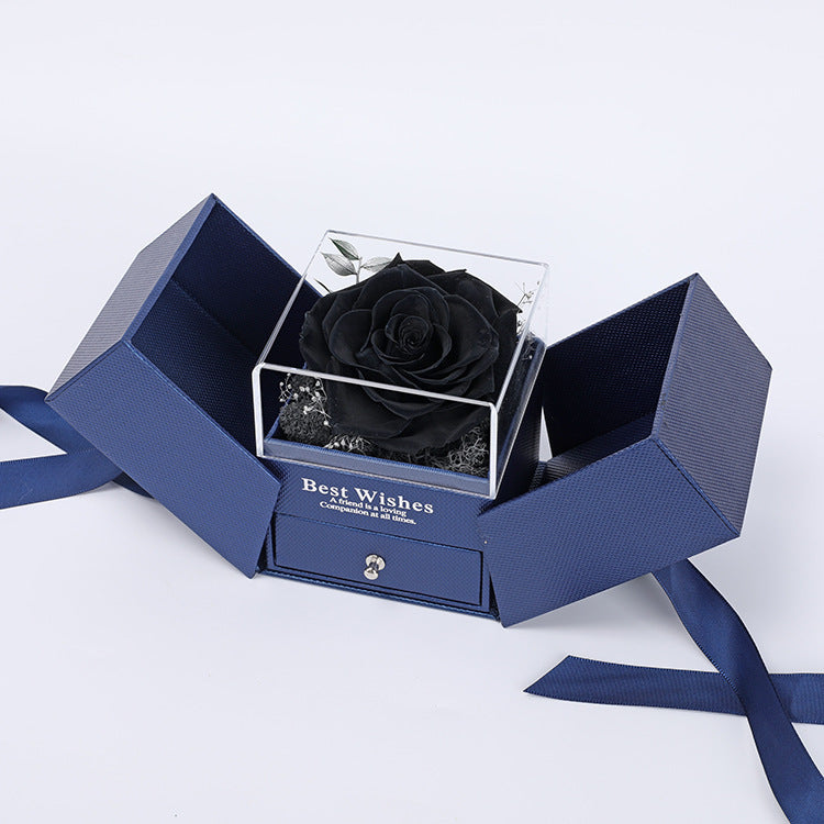 Flag Village Preserved Flower Gift Box Finished Acrylic Jewelry Box