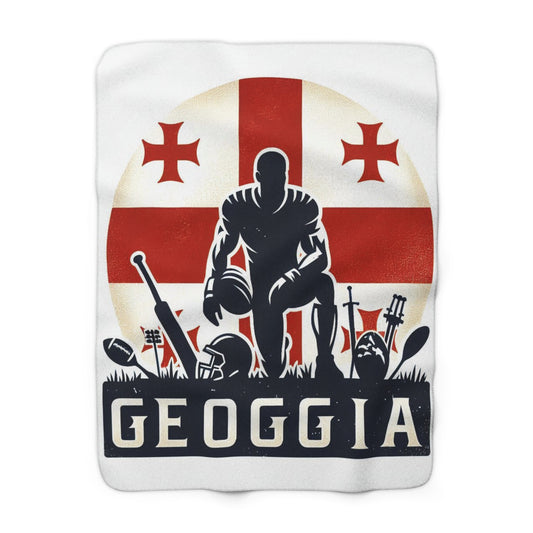 Flag Village Georgia Sporting Flag Sherpa Fleece Blanket GEO0004