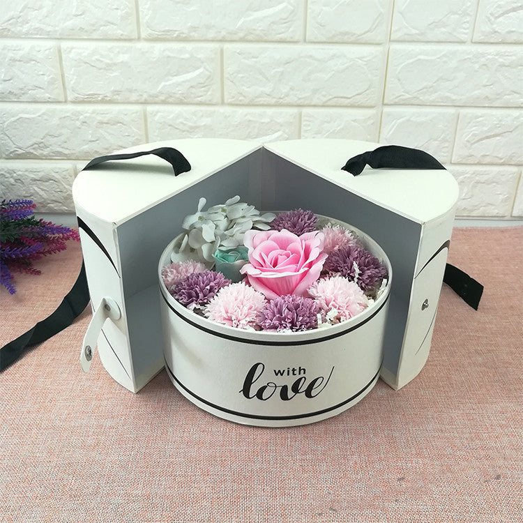 Flag Village Gift Box Valentine's Day Side Opening Round Paper Gift Box For Holding