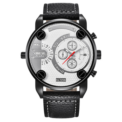 Flag Village Mens Big   Watches Fashion Leather Date Gifts Wristwatch